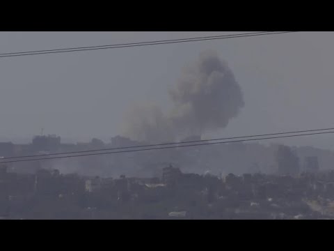 Plumes of smoke rise over Gaza Strip as Israel continues its military campaign