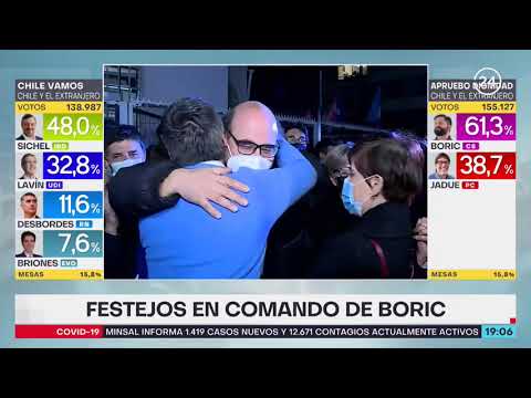 Comando de Gabriel Boric festeja ante ventaja en resultados preliminares | Chile Elige