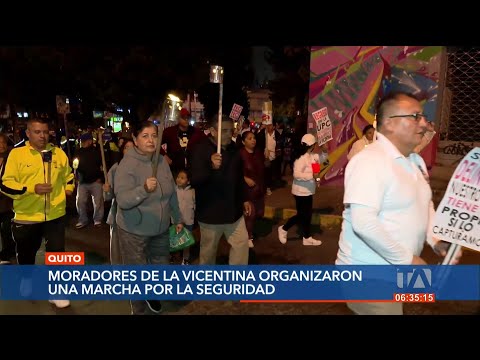 Vecinos de La Vicentina, centro de Quito, realizaron una marcha para exigir seguridad