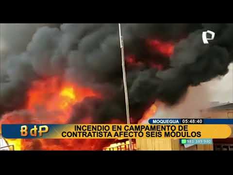 Moquegua: incendio en campamento de contratista afectó seis módulos