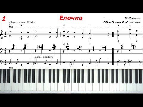 ЁЛОЧКА Ансамбль в 4 руки на пианино Маленькой елочке холодно зимой ноты Новогодняя песня Ноты