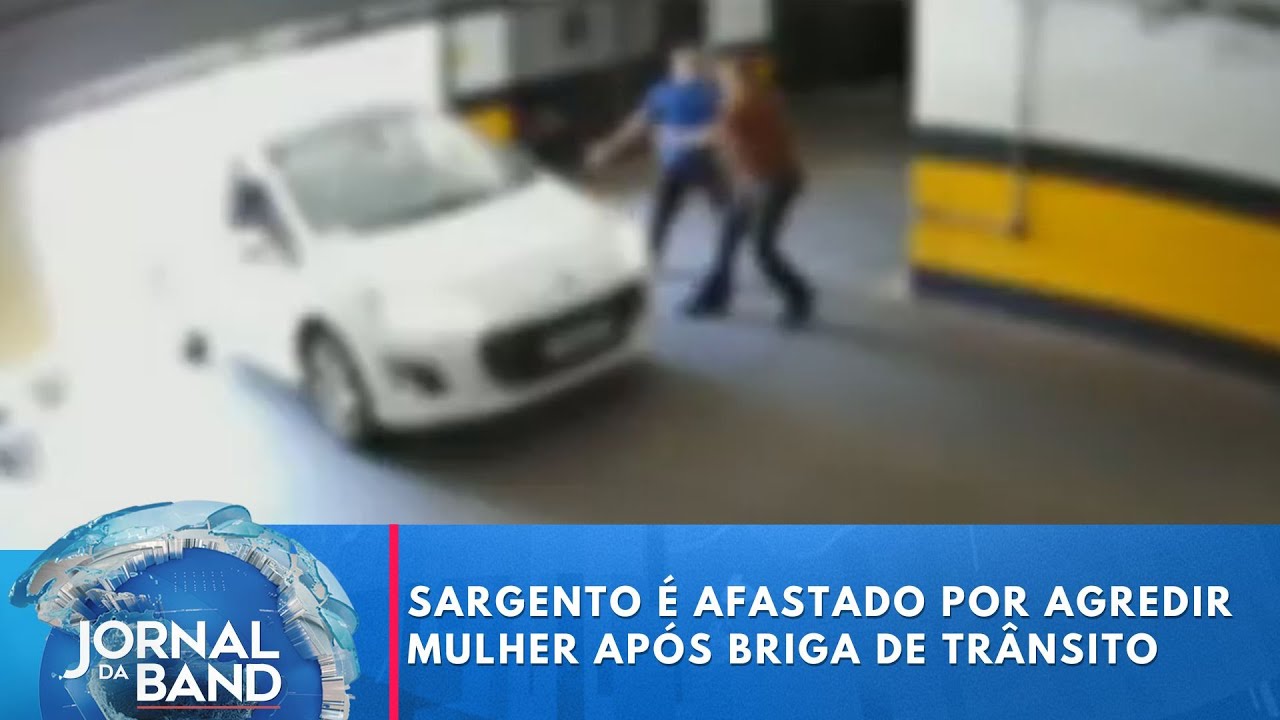 Sargento da PM é afastado por agredir mulher após briga de trânsito | Jornal da Band