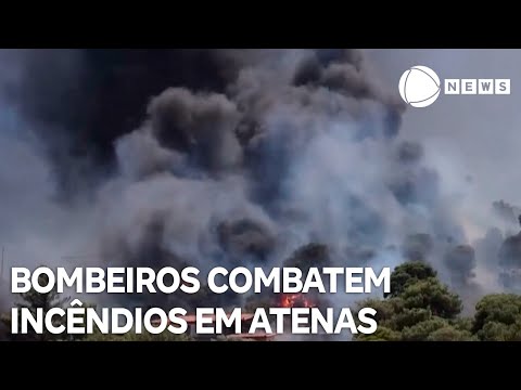 Bombeiros combatem incêndios nos arredores de Atenas