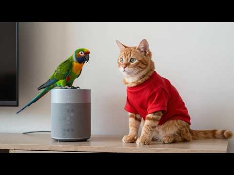 Попугай разговаривает с котом