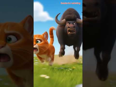 Billi bhaise ke muh me bomb rakh ke bhag rahi h 😲#ai #trending #viral #shorts #funny #animation