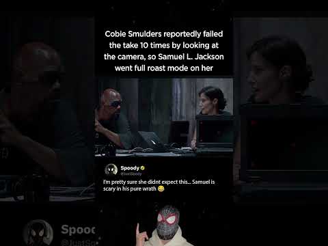 Cobie Smulders failed the take 10 times <strong>by</strong> looking at the camera, <strong>so</strong> Samuel Jackson did this