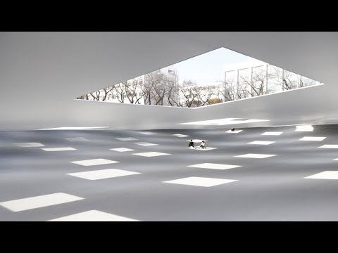 Junya Ishigami completes "semi-outdoor" plaza with sloping floor for Japanese university