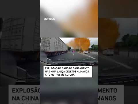 Explosão de cano de saneamento na China lança dejetos humanos a 10 metros de altura #shorts