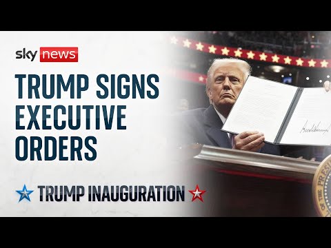 President Donald Trump attends parade and signs executive orders in Washington