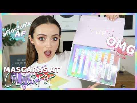 TRYING ON COLOURPOP'S NEW MASCARAS! ALL COLORS | Wear Test + Review