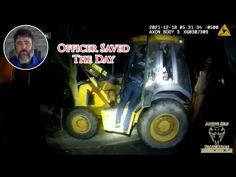 Officer Stops Man Using Tractor To Destroy Occupied Homes And Vehicles