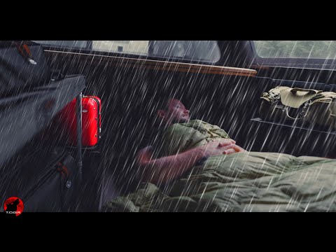⛈️ Camping in My Truck During Heavy Rain and Thunderstorms - Camping in the High Mountains