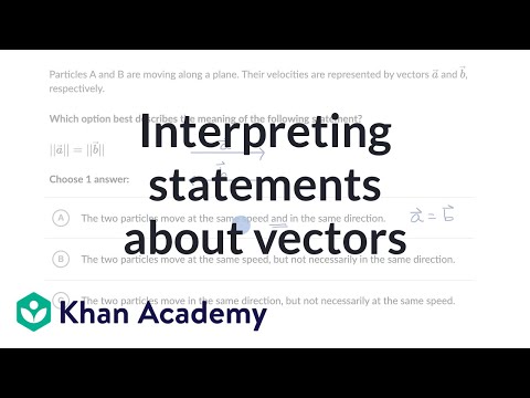 Interpreting statements about vectors | Vectors | Precalculus | Khan Academy