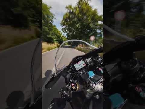 POV of Riding Aprilia Rs660 in forest and hills. one if the best sounding 600cc bikes in world
