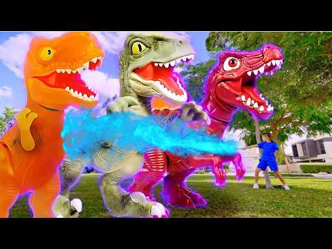 تجارب علمية مع ديناصورات قابلة للنفخ! – الأطفال يتعلّمون أسماء الديناصورات 🦖✨