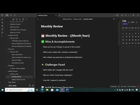 How to review Micro Habits in Obsidian