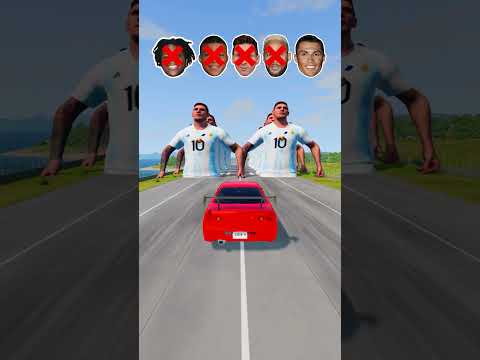 🚘CR7 vs Messi vs Neymar vs Ishowspeed 🔥 #beamngdrive