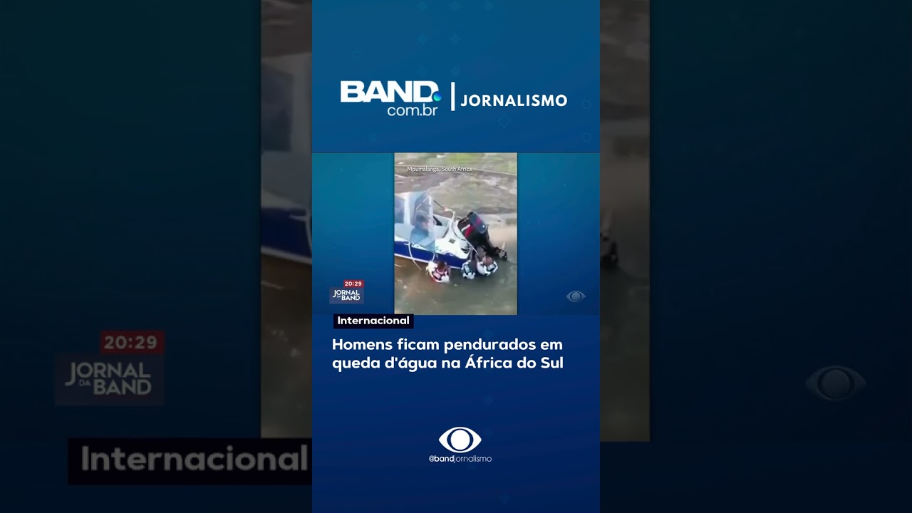 Homens ficam pendurados em queda d’água na África do Sul