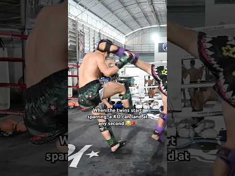 When the twins start sparring, a KO can land at any second 😂🥊 #shorts #muaythai