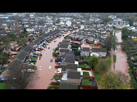 Drone: Η καταιγίδα Κλαούντια πλημμυρίζει το Μόνμουθ, τμήματα της ουαλικής πόλης βυθισμένα