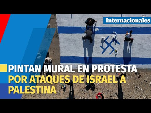 Activistas crean mural en norte de México en protesta por ataques de Israel a Palestina