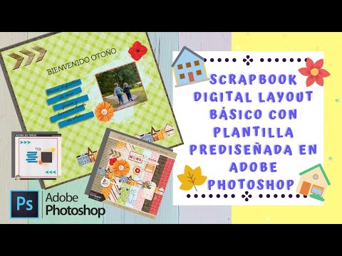 Scrapbook digital layout básico con plantilla prediseñada en Adobe Photoshop 1