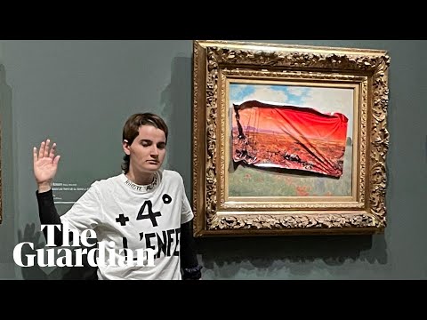 Climate activist defaces Monet painting before arrest in Paris