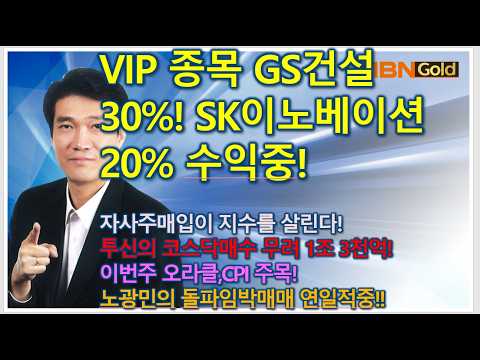 [돌파매매 노광민] <strong>GS건설</strong>, SK이노베이션 각각 30% 수익중! 오늘 코스닥에서 투신이 무려 1조 3천억 매수! 계속 들어올것인가! 삼전닉스는 9월내내 홀딩하셔라!