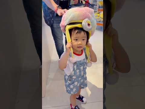 Kacey Got a Big Minions Stuart Head!! #shorts #minions #funny #happy #cute #baby