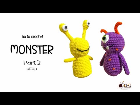 🧶 One Tutorial, 2 Cute Monsters – Part 2: Head, Mouth, Horns 👹👾