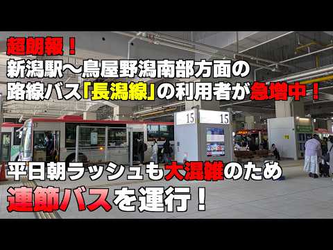 超朗報！新潟駅〜鳥屋野潟南部方面の路線バス「長潟線」の利用者が急増中！平日朝ラッシュも大混雑のため連節バスを運行！