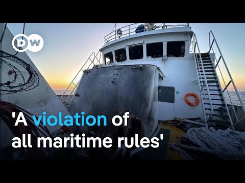 Aid ship bound for Gaza stranded at sea after drone attack | DW News