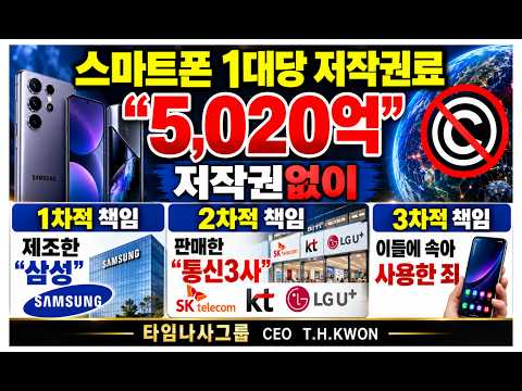 긴급뉴스속보:스마트폰 1대당 5020억을 저작권료로 내야한다!#넘버머니 #세계공용화폐 #삼성전자 #포켓박스 #타임나사 #숫자돈 #넘버머니