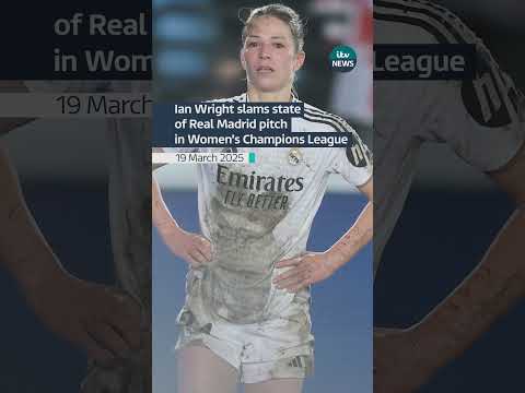 Ian Wright called the pitch a ‘disgrace’ while watching Arsenal lose 2-0 to Real Madrid.  #itvnews