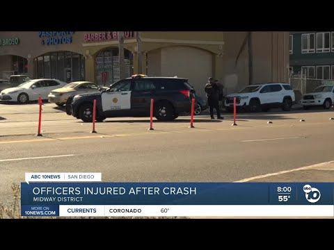 Four hospitalized, including 2 SDPD officers, after Midway District crash