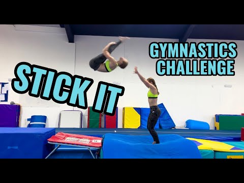 Trampoline Stick It Gymnastics Challenge!