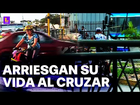 Caos vehicular en el Óvalo Higuereta: Ciclistas y peatones en riesgo de ser atropellados