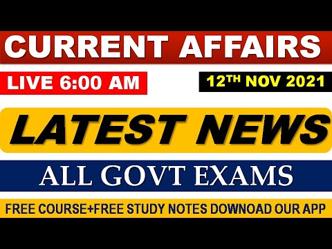 #CURRENT_AFFAIRS LIVE 🔴6:00 AM 12TH  NOV #PUNJAB_EXAMS_GK || FOR-PPSC-PSSSB-PSEB-PUDA 2021