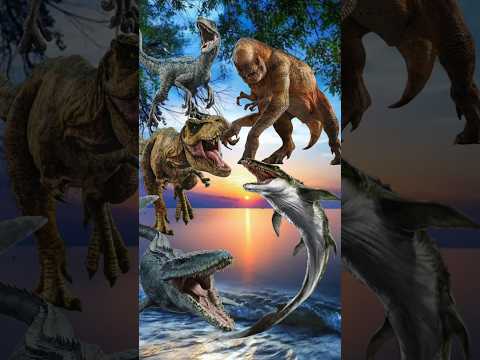Blue, Tyrannosaurus Rex, and Mosasaurus vs Jurassic franchise All Dinosaurs #jurassicworld #dinosaur