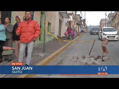 Vecinos de San Juan, centro de Quito, continúan denunciando el mal estado de sus calles