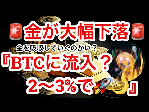 【ビットコインはあの価格で売り圧かかる❗️】GOLDが大幅下落でBTCに資金循環か⁉️