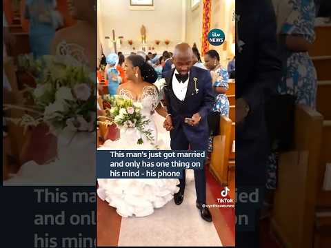 New groom wedded to his phone #itvnews #news #wedding #marriage