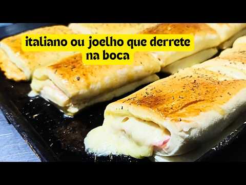 O melhor salgados de lanchonete, joelho ou italiano de queijo e presunto