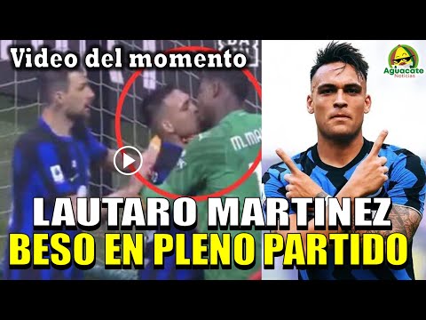 Beso de Lautaro Martínez con el Portero del Mike Maignan en el partido del Inter vs Milán
