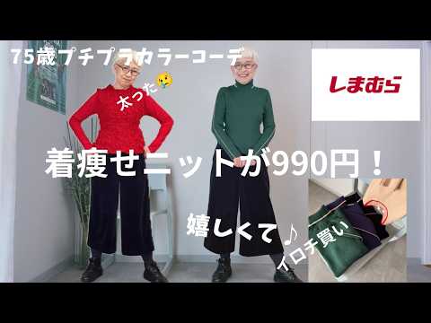 【＃89】しまむらに急いでー！990円で着痩せ、高見え、お洒落！三秒子揃いラインタートルリブ　50代、60代、70代シニアファッション