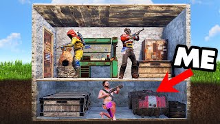 YouTube thumbnail for Memeio's video titled 'I Built a Secret Bunker Base in Vanilla Rust'