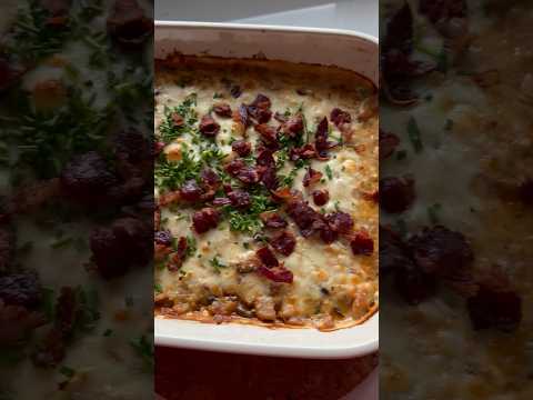 I lose weight eating this High Protein Low Carb Chicken Cabbage Alfredo Bake 🥬 #easyrecipe #shorts