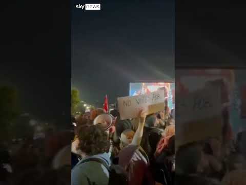 Pro-Palestinian protesters at Harris rally