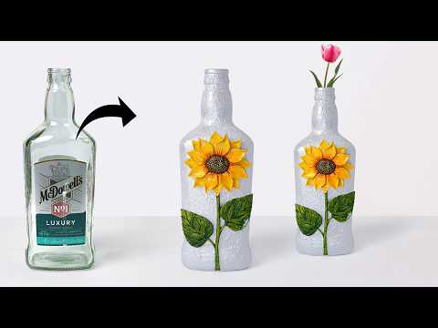 Glass Bottle Flower vase making || Glass Bottle Art