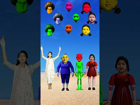 🎭Dancing Cute Bhabhi, Scary Teacher 3D,Squid Girl & Sahur | Perfect Head Match!#shorts #headmatching